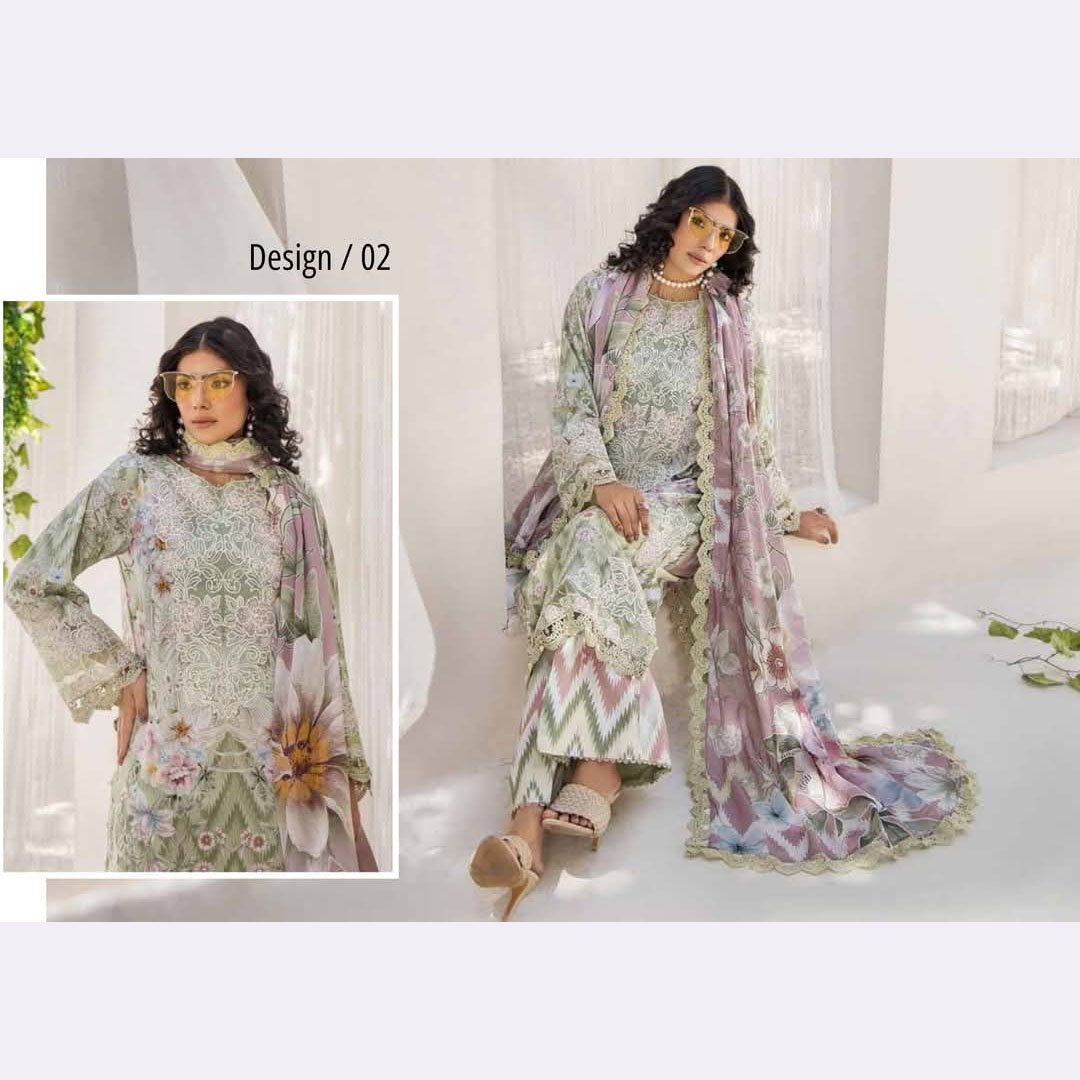 UNSTICHED 3PS EMBROIDERED LAWN