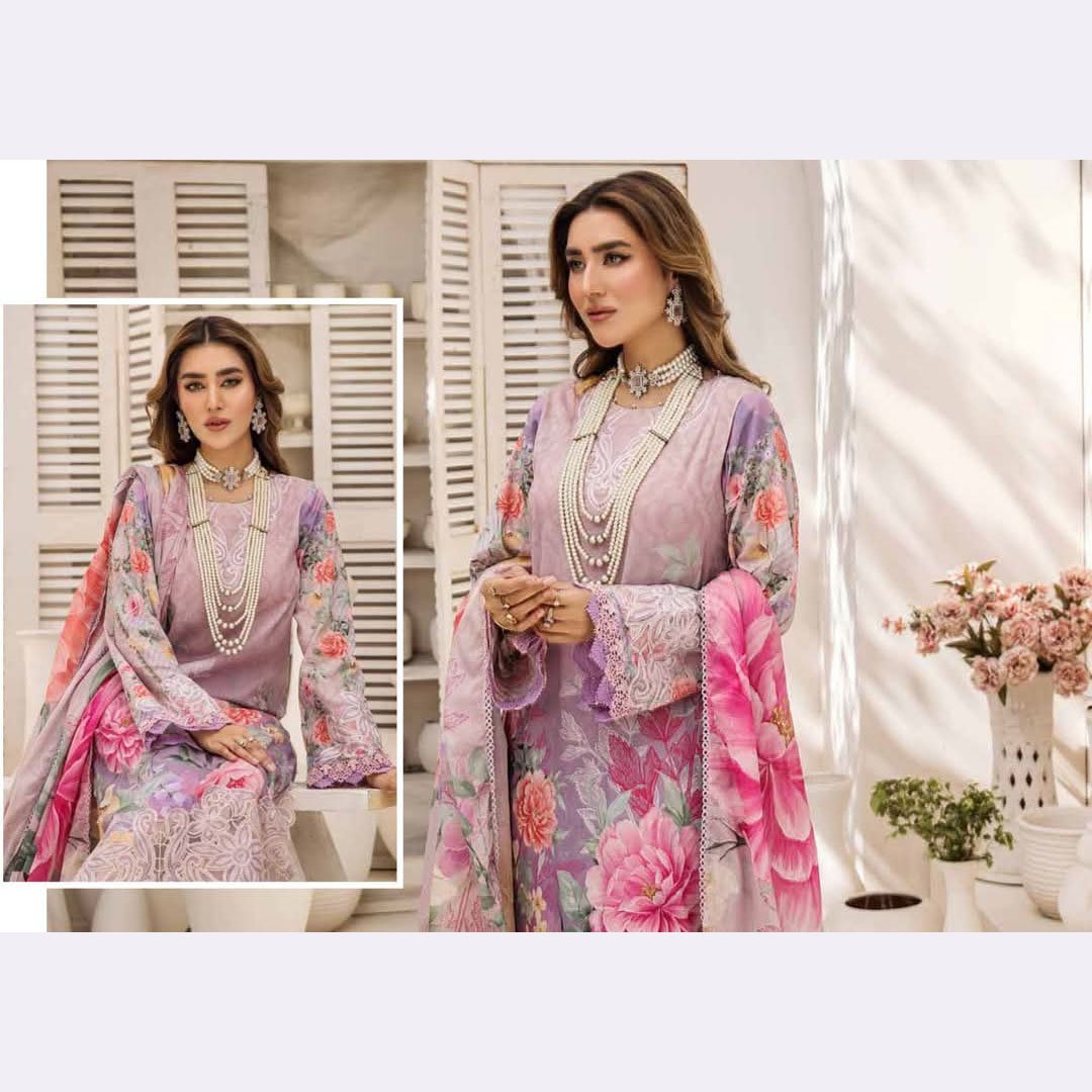 UNSTICHED 3PS EMBROIDERED LAWN