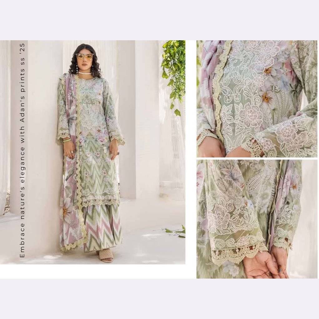 UNSTICHED 3PS EMBROIDERED LAWN